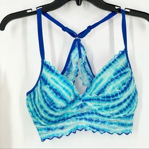PINK VS Blue Tie Dye Racerback Bralette L
